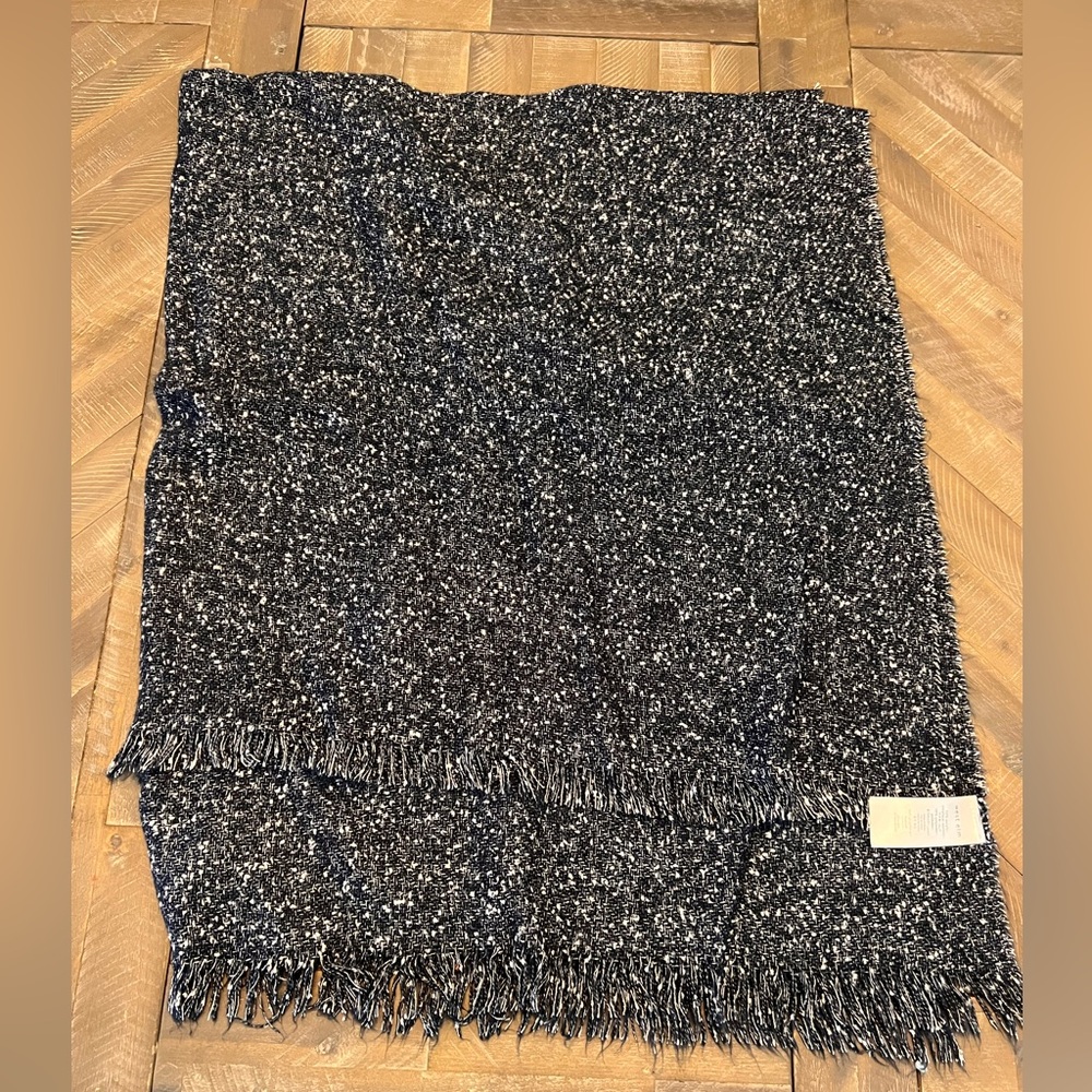 West elm navy fringe throw